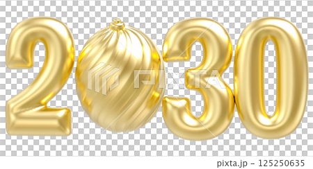 Happy New Year Number 2030 3D Gold Happy New Year Number 2030 3D Gold 125250635