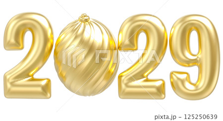 Happy New Year Number 2029 3D Gold Happy New Year Number 2029 3D Gold 125250639