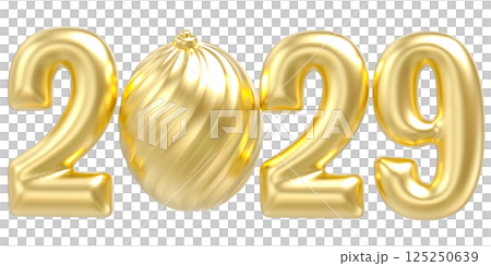 Happy New Year Number 2029 3D Gold Happy New Year Number 2029 3D Gold 125250639