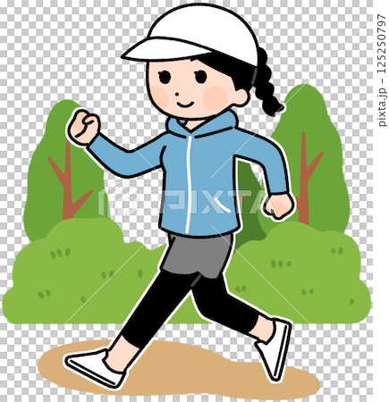 Walking woman_with background 125250797