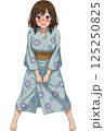 衣姿で照れ笑いしながら立つ女性 125250825