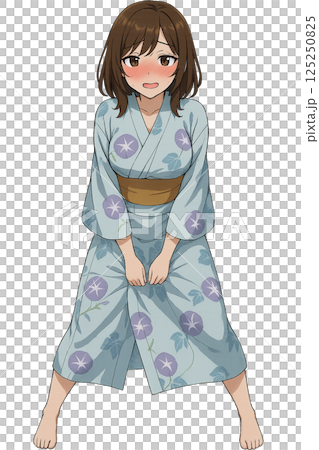 一位身穿和服的女子,害羞地微笑 一位身穿和服的女子,害羞地微笑 125250825