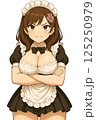 腕を組んで怒っている表情のメイド姿の女性 125250979