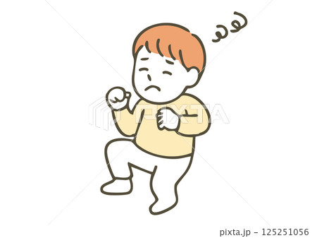 困った表情の幼い男の子のイラスト(不機嫌・イヤイヤ期) 困った表情の幼い男の子のイラスト(不機嫌・イヤイヤ期) 125251056