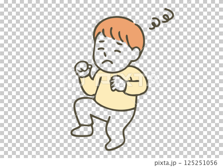 困った表情の幼い男の子のイラスト(不機嫌・イヤイヤ期) 困った表情の幼い男の子のイラスト(不機嫌・イヤイヤ期) 125251056