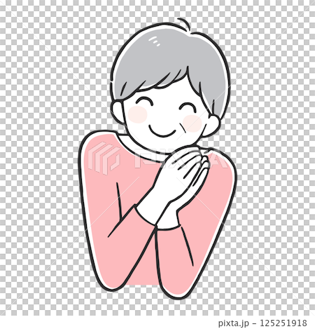 Illustration of a senior woman clapping her hands in joy Illustration of a senior woman clapping her hands in joy 125251918