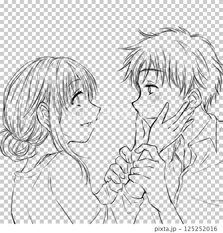 A friendly couple gazing at each other 125252016