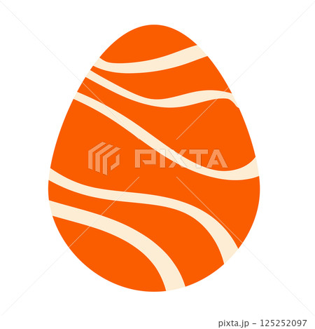 Abstract decorated cute cartoon Easter egg with waves Abstract decorated cute cartoon Easter egg with waves 125252097