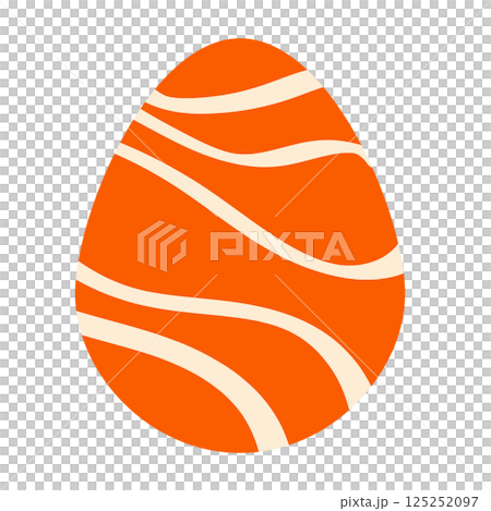 Abstract decorated cute cartoon Easter egg with waves Abstract decorated cute cartoon Easter egg with waves 125252097