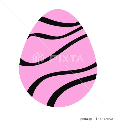 Abstract decorated cute cartoon Easter egg with waves 125252098
