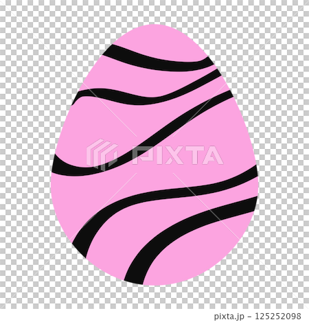 Abstract decorated cute cartoon Easter egg with waves 125252098