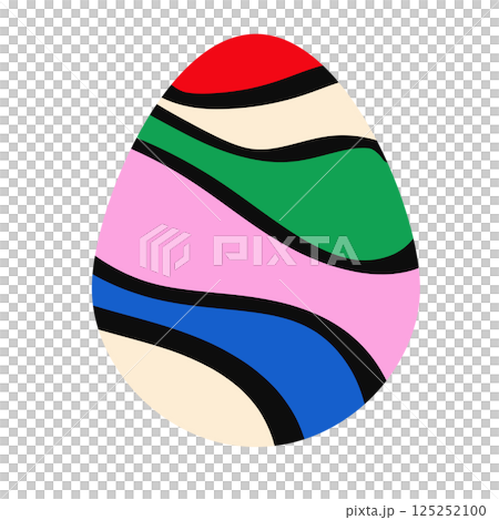 Abstract decorated cute cartoon Easter egg with waves Abstract decorated cute cartoon Easter egg with waves 125252100