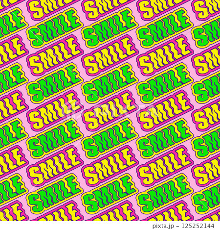 Bright playful funny pattern with quote word smile Bright playful funny pattern with quote word smile 125252144
