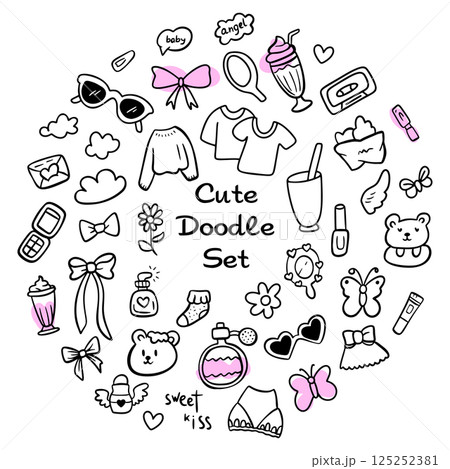 Cute doodles for enhancing projects and making fun crafts 125252381