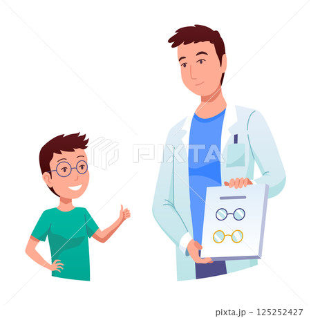 Eyesight diagnostics. Optometrist checking kid eyesight. Eyes test procedure in hospital. Ophthalmologist doctor examining eyesight vision of patient Eyesight diagnostics. Optometrist checking kid eyesight. Eyes test procedure in hospital. Ophthalmologist doctor examining eyesight vision of patient 125252427
