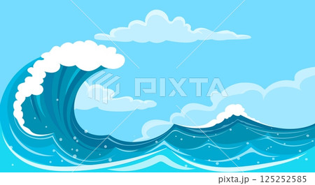 Cartoon ocean wave 125252585