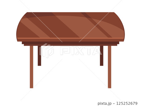 Table furniture of wood, interior wooden desk. Empty wooden table isolated illustration on white background. Vector illustration of platform or stand 125252679