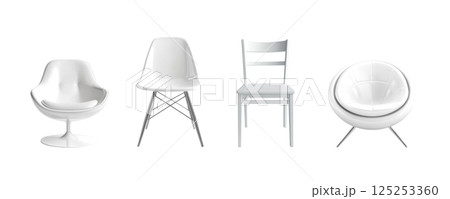 Four white modern chairs set 125253360
