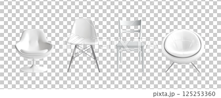 Four white modern chairs set 125253360
