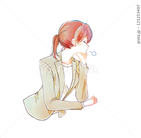 溜息をつく女性会社員 125253497