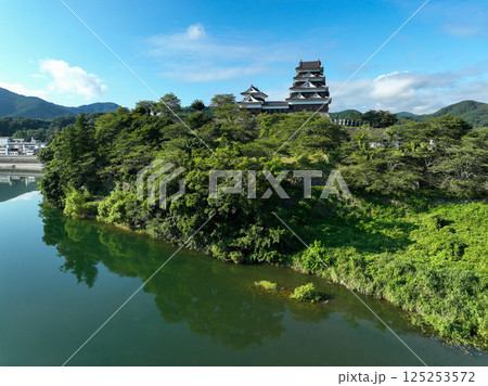 愛媛県大洲市　肱川から見た大洲城 125253572