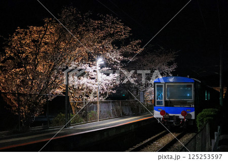 一貴山駅の夜桜と福岡市営地下鉄の新車（福岡市営地下鉄・JR筑肥線） 125253597