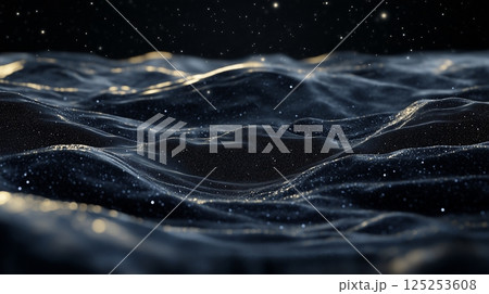 黒背景、白い波、アブストラクト 125253608