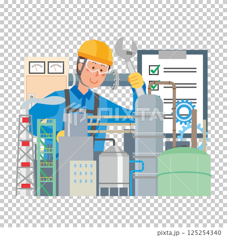 Male worker performing maintenance at an industrial plant Male worker performing maintenance at an industrial plant 125254340