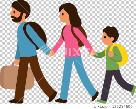 Refugee immigrant family simple vector illustration Refugee immigrant family simple vector illustration 125254609