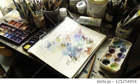 set of watercolor paints set of watercolor paints 125254858