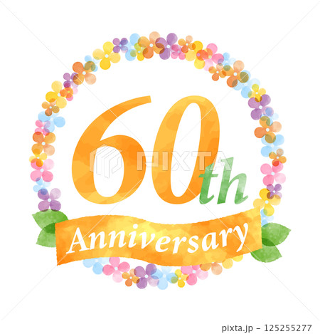 60周年の花リースフレーム 125255277