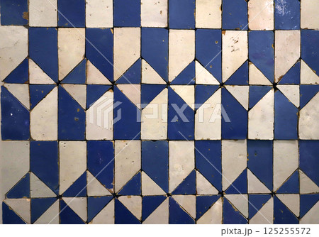 Ceramic azulejos on a wall in Lisbon, Portugal 125255572