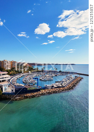 Aerial stunning coastal view of Dehesa de Campoamor on Costa Blanca 125255857