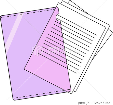 書類とクリアファイルのイラスト 125256262
