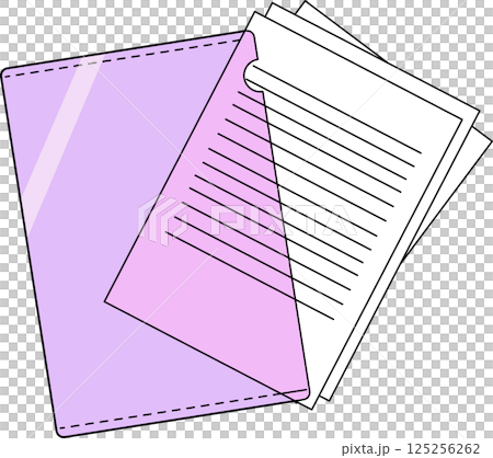 書類とクリアファイルのイラスト 125256262