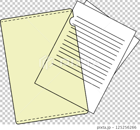 書類とクリアファイルのイラスト_イエロー 125256266