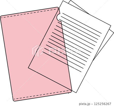 書類とクリアファイルのイラスト 125256267