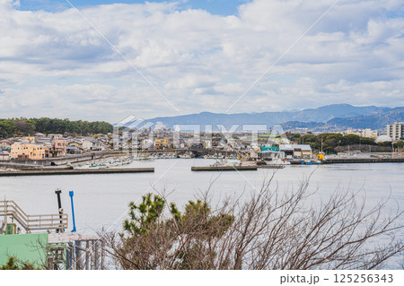 富士市の富士と港の見える公園の展望台から見た風景(静岡県) 富士市の富士と港の見える公園の展望台から見た風景(静岡県) 125256343