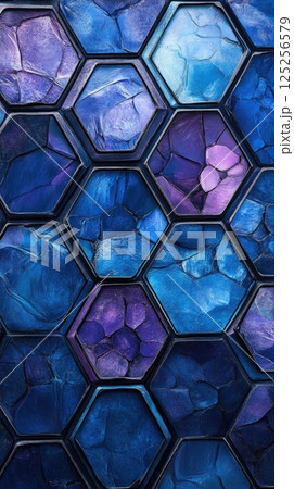 Vibrant abstract background featuring hexagonal patterns and soft watercolor textures 125256579
