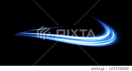 An engaging and Dynamic Blue Swoosh Logo Design specifically for Sports and Fitness Branding purposes 125256680