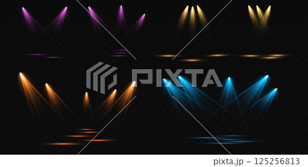 Experience vibrant and colorful stage lights along with dramatic lighting effects that enhance performances 125256813