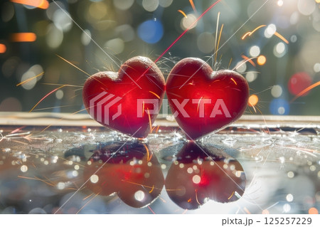 Sparkling Hearts in a Joyous Celebration of Love and Togetherness Among Couples and Friends 125257229
