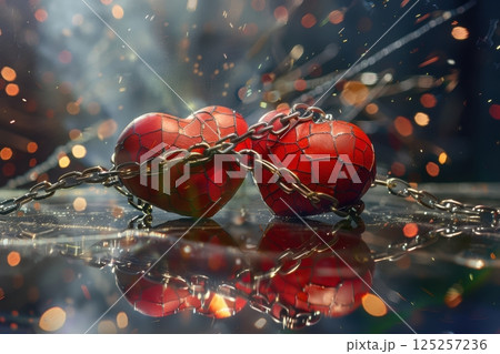 Shattered Love Chains That Bind Broken Hearts Together in a Complex Emotional Landscape 125257236