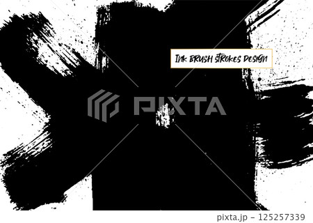 Ink brush strokes background. Grunge Brush strokes Background. Grunge texture Background. Abstract Black and white grunge texture. Vector brush stroke texture. Black ink, paint splatter. Ink brush strokes background. Grunge Brush strokes Background. Grunge texture Background. Abstract Black and white grunge texture. Vector brush stroke texture. Black ink, paint splatter. 125257339
