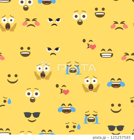 Seamless pattern of emoticons and emoji, emoji vector illustration, emoji background for social network 125257585