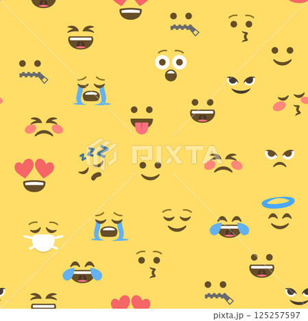 Seamless pattern of emoticons and emoji, emoji vector illustration, emoji background for social network Seamless pattern of emoticons and emoji, emoji vector illustration, emoji background for social network 125257597