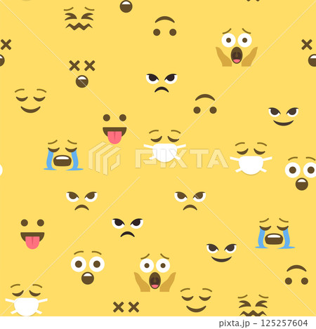 Seamless pattern of emoticons and emoji, emoji vector illustration, emoji background for social network 125257604