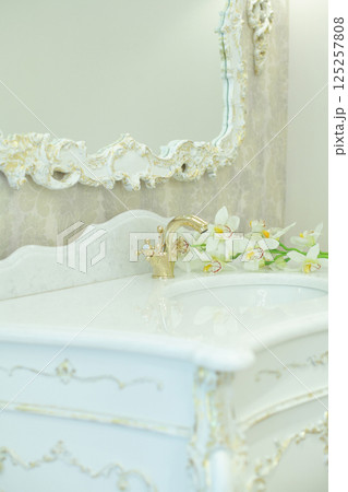 Bathroom sink, faucet and mirror Bathroom sink, faucet and mirror 125257808