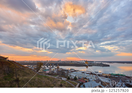 Sunset at Strelka with Oka River Views in Nizhny Novgorod Sunset at Strelka with Oka River Views in Nizhny Novgorod 125257920