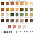 Colour Swatches 32 True Colors of Fall or Autumn - 3d Light Soft, Muted, Pastel Tones - with HEX Codes and Names, Color Palette, Scheme, Chart and Combinations 125258058